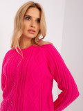 Dunkelrosa Strickjacke mit Zöpfen