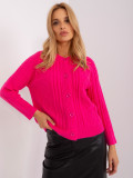 Dunkelrosa Strickjacke mit Zöpfen