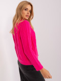 Dunkelrosa Strickjacke mit Zöpfen