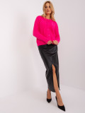 Dunkelrosa Strickjacke mit Zöpfen