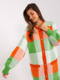 Orange-grüner kariertem Cardigan