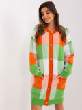 Orange-grüner kariertem Cardigan