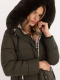 Damen khaki Winterjacke mit Kapuze