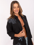 Schwarze Oversize-Bluse mit Knopfverschluss