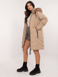 Beige Winterjacke mit Kapuze