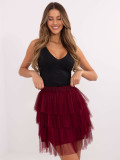 Eleganter Minirock mit Volant in Bordeaux