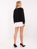 Elegante schwarze Bluse mit langen Ärmeln
