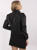 Elegante schwarze Übergangsjacke aus Kunstleder