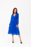 Ausgestelltes Kleid mit Wickelausschnitt in intensivem Blau