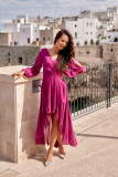 Asymmetrisches Maxi-Kleid mit langen Ärmeln in Bischofsviolett