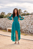 Asymmetrisches Maxi-Kleid mit langen Ärmeln in Hellgrün
