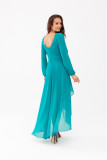 Asymmetrisches Maxi-Kleid mit langen Ärmeln in Hellgrün