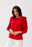 Rote Bluse Giana mit Rosenapplikation