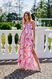 Gemustertes Chiffon-Maxikleid mit Wickelausschnitt
