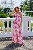 Gemustertes Chiffon-Maxikleid mit Wickelausschnitt