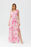 Gemustertes Chiffon-Maxikleid mit Wickelausschnitt