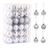 Set mit 48 Silberornamenten, Durchmesser 3.5 cm