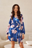 Gemustertes Mini-Kleid mit Taillenbindung