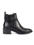 Schwarze Damen Stiefeletten mit Schnalle und Absatz