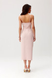Midi-Kleid mit Drapierung und Zierrose, rosa