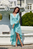 Asymmetrisches Maxi-Kleid mit langen Ärmeln in hellem Mint