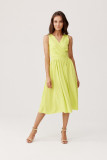 Midi-Kleid in Limettengrün mit Wickelausschnitt und breiten Trägern