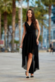 Asymmetrisches Kleid mit Wickelausschnitt, schwarz