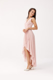 Asymmetrisches Kleid mit Wickelausschnitt in Rosa