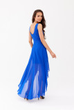 Asymmetrisches Kleid mit Wickelausschnitt in intensivem Blau