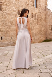Maxi-Brokatkleid mit Rückenschnürung in Beige