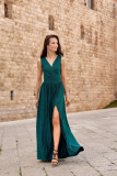 Maxi-Brokatkleid mit Rückenschnürung in Grün