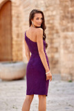 Schimmerndes Mini-Kleid mit einem Schulterträger in Bischof-Violett