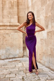 Maxi-Etuikleid mit Glitzer und One-Shoulder in Violett