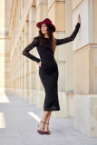 Schwarzes 7/8-Spitzenkleid