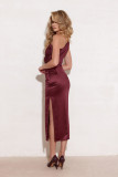 Asymmetrisches Midi-Kleid mit einem Schulterträger in Bordeaux