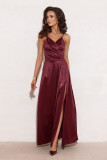 Satiniertes Maxi-Trägerkleid in Bordeaux