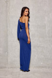 Maxi-Brokatkleid mit einem Ärmel in Dunkelblau