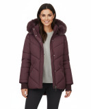Damen-Steppjacke für den Winter mit Fell – Pflaumenviolett