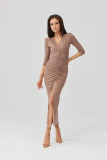 Midi-Kleid in Cappuccino-Farbe