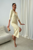 Midi-Kleid in Hellgelb Mireya