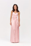 Satiniertes Maxi-Trägerkleid in Rosa