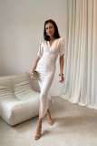 Midi-Kleid in Vanillefarbe