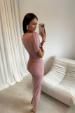 Midi-Kleid in dunklem Rosaton