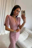 Midi-Kleid in dunklem Rosaton