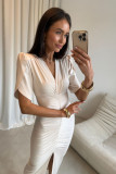 Midi-Kleid in Vanillefarbe