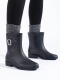 Schwarze Damen-Gummistiefel mit dekorativer Schnalle