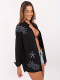 Schwarze Oversize-Bluse mit Knopfverschluss