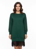 Sweatshirtkleid mit Spitze Beige