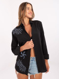 Schwarze Oversize-Bluse mit Knopfverschluss