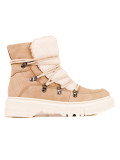 Beige Damen Schneestiefel mit Lammfell